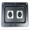 One Black Metal Speaker Jack Plate w/ 2 Genuine Neutrik SpeakOn NL8MPRXX Connector view 1