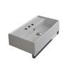 Scarabeo 5002-TB-Three Hole Teorema Rectangular Wall Mounted Ceramic Sink with Polished Chrome Towel Bar, White view 1