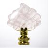 Rose Quartz Leaf Lamp Finial with Polished Brass Base 3"h view 1