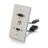 C2G Legrand HDMI VGA and AUX Wall Pass Through, Pass Through Wall Plate for In Wall Cable Management, Brushed Aluminium, Silver, 1 Count, C2G 60144 view 1