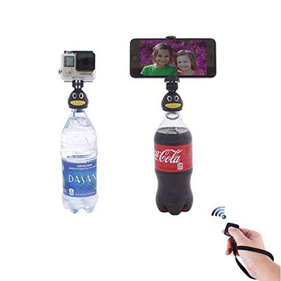 Fotopro Q3 Penguin Phone i Mount Selfie Stick | Bluetooth Remote Clicker & Multiple Angle Rotation Android & iOs Compatible Tripod | Bottle Selfie Stick With 10m Connection & Wide Clip For Theme Parks