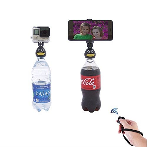 Fotopro Q3 Penguin Phone i Mount Selfie Stick | Bluetooth Remote Clicker & Multiple Angle Rotation Android & iOs Compatible Tripod | Bottle Selfie Stick With 10m Connection & Wide Clip For Theme Parks