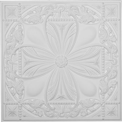 Ekena Millwork CT24X24CE Cole Ceiilng Tiles, 24"W x 24"H x 3/4"P , Primed