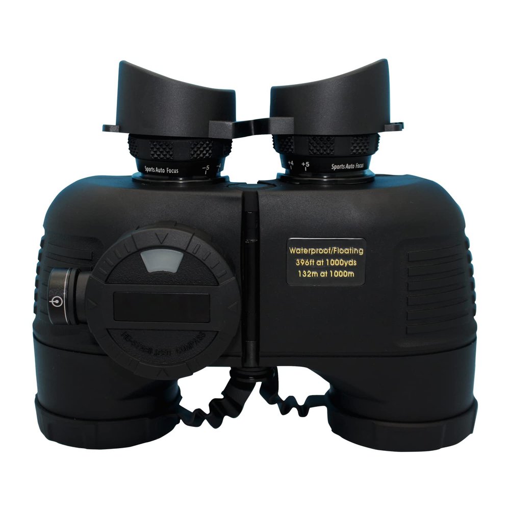 Hooway 7x50 HD Waterproof Military Marine Binoculars w/Internal Rangefinder & Compass for,Bird Watching,Boating and More(Black)