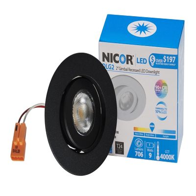 Nicor Lighting 2 inch LED Gimbal Downlight in Black, 3000K (DLG2-10-120-3K-BK)