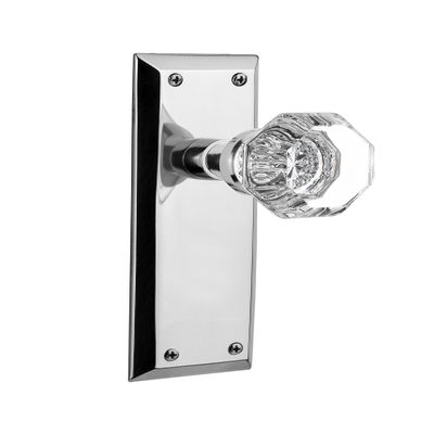 Nostalgic Warehouse New York & Waldorf Crystal Door Knob with Plate
