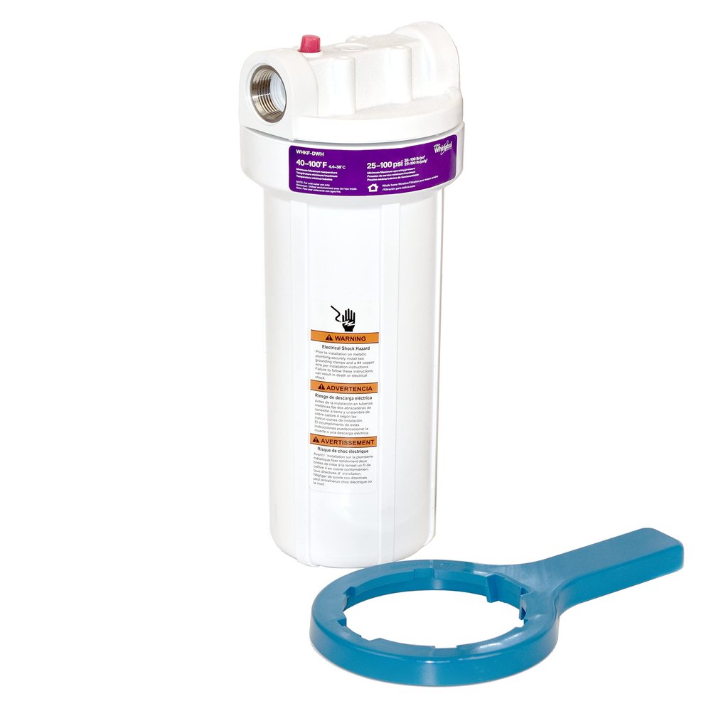 Whirlpool 10" x 2.5" Whole House Water Filter Housing, WHKF-DWH, Stainless Steel 3/4" Inlets, NSF Certified, Filter Not Included, Replacement Filter GD05, WHWC, WHSW, WHPL