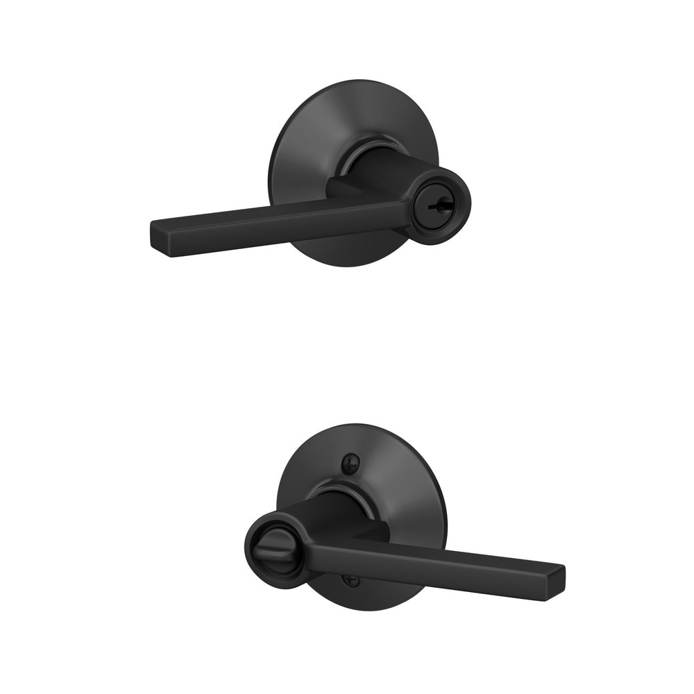 Schlage F51 V LAT 622 Latitude Door Lever, Keyed Entry Lock, Matte Black