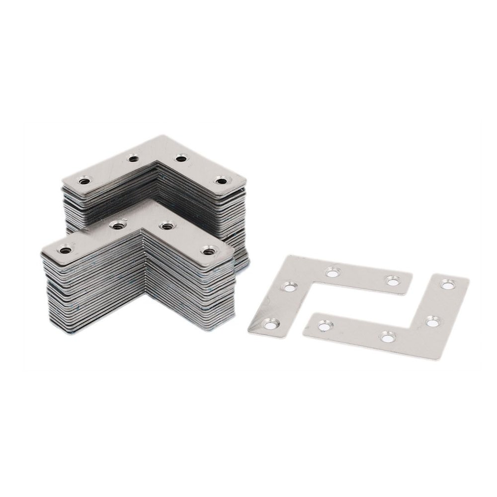 uxcell Stainless Steel L Shape Corner Brace Flat Mending Plate 50x50x1mm