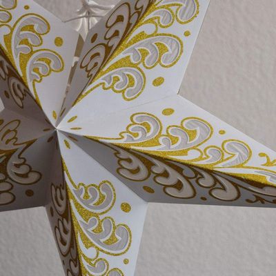 PaperLanternStore.com 24 Inch Gold Wave Glitter Paper Star Lantern, Hanging
