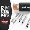 Southwire 59723940 12-In-1 Multi-Bit Screwdriver; Interchangeable Bits; Comfort Grip Handle; hex 1/4"; 5/16"; 3/8"; Phillips #1;2;3; slotted SL4-5;SL6-8;sl8-10; and square #1;2 view 2