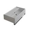 Scarabeo 5002-TB-No Hole Teorema Rectangular Wall Mounted Ceramic Sink with Polished Chrome Towel Bar, White view 1