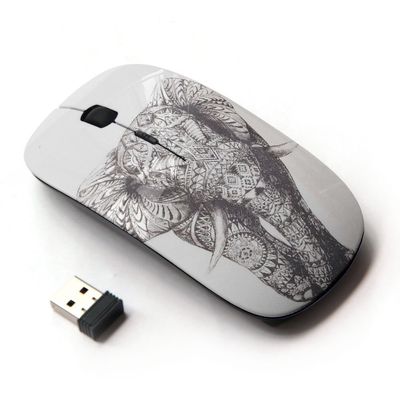 Graphic4You Indian Tribal Elephant Ergonomic Wireless Mouse with Nano Receiver