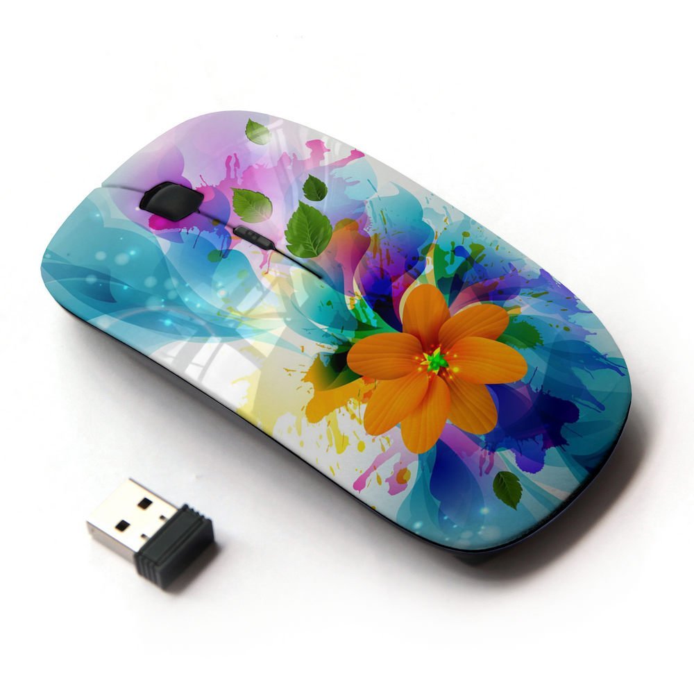 Graphic4You Bouquet of Colorful Flowers Design Ergonomic Wireless Mouse with Nano Receiver