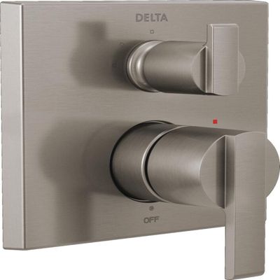 DELTA FAUCET T24867-SS, Stainless Ara Angular Modern Monitor 14 Series Valve Trim with 3-Setting Integrated Diverter