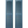 Builders Edge 12 in. W x 41 in. H, Custom Cathedral Top Center Mullion, Open Louver Shutters, Includes Matching Installation Spikes (Per Pair), 036 - Classic Blue view 1