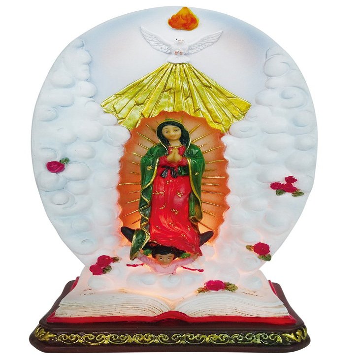 9 Inch Lady of Guadalupe with Light Statue Religious Decorative Light Guadalupe Lamp