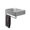 Scarabeo 8031/R-TB-Three Hole Teorema Square Wall Mounted Ceramic Sink with Polished Chrome Towel Bar, White view 1