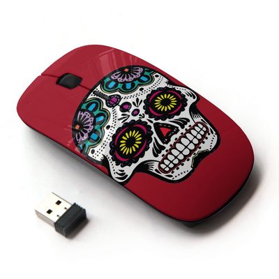 Graphic4You Mexican Sugar Skull Death (Red) Ergonomic Wireless Mouse with Nano Receiver