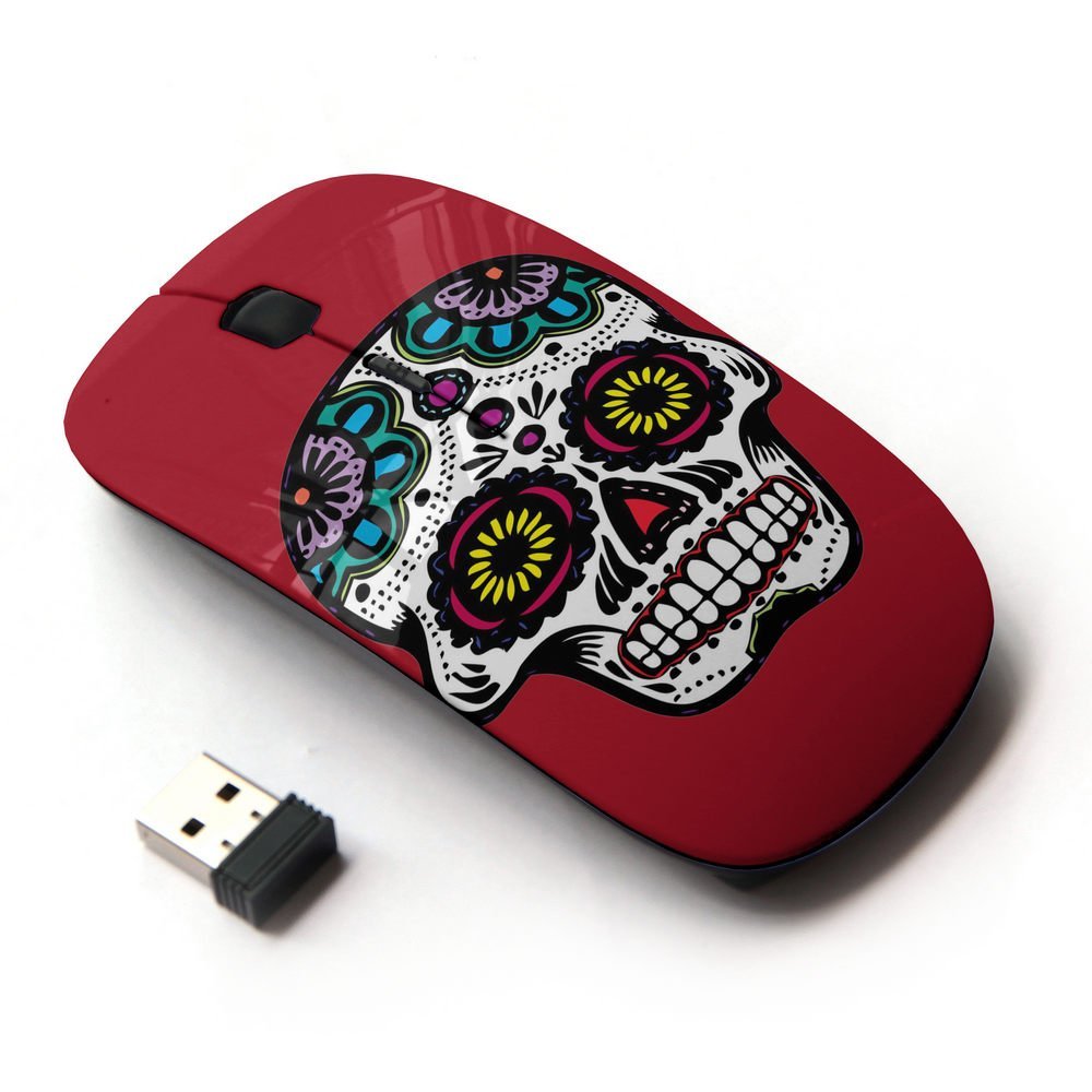 Graphic4You Mexican Sugar Skull Death (Red) Ergonomic Wireless Mouse with Nano Receiver