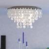 VAXCEL Elsa 24-in W Satin Nickel Capiz Shell Coastal Flush Mount Ceiling Light Fixture view 2
