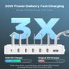 SooPii 60W 6-Port Charging Station for Multiple Devices, PD 20W USB C Fast Charging for lPhone 14/13/12,6 Short Cables Included, 2 in 1 Holder,for Phones,Tablets and Others,White view 3