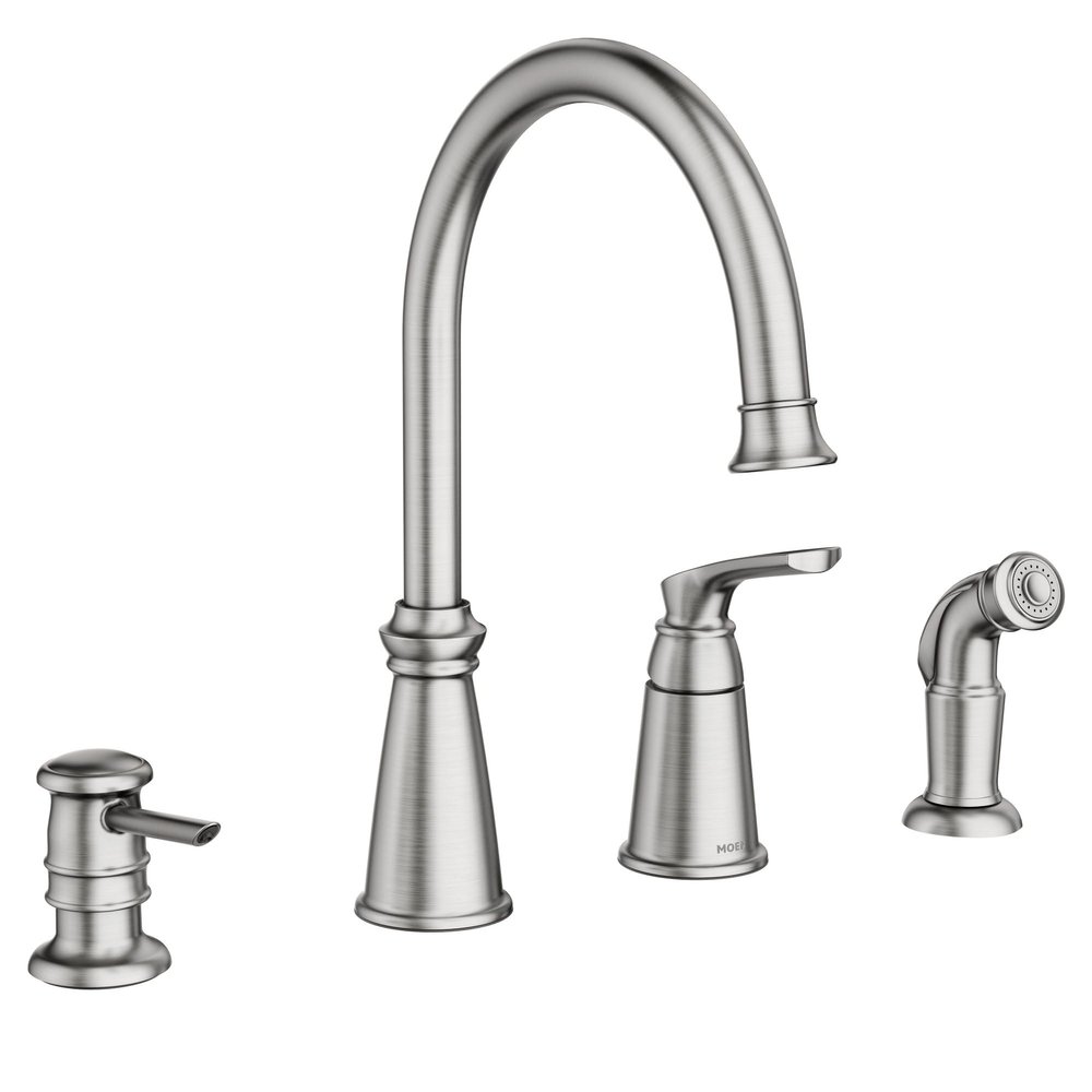 Moen Whitmore Spot Resist Stainless One-Handle High Arc Kitchen Faucet, 87044SRS