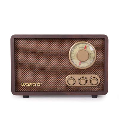 LoopTone FM AM Radio Retro Wood Radio with Bluetooth Play Mp3 and Antenna Built in Speaker for Kitchen Living Room Coffee