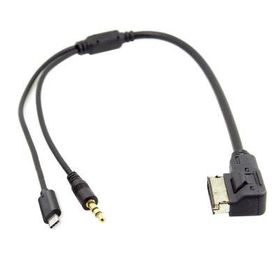 xiwai Media in AMI MDI to Stereo 3.5mm Audio & USB-C Aux Adapter Cable for Car VW Audi 2014 A4 A6 Q5 Q7