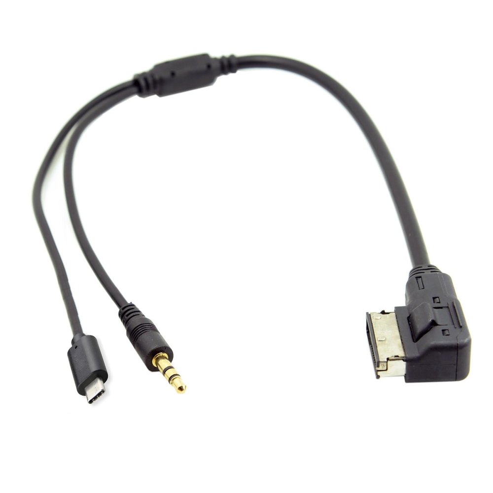xiwai Media in AMI MDI to Stereo 3.5mm Audio & USB-C Aux Adapter Cable for Car VW Audi 2014 A4 A6 Q5 Q7