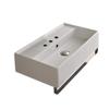 Scarabeo 5001-TB-Three Hole Teorema Rectangular Wall Mounted Ceramic Sink with Polished Chrome Towel Bar, White view 1