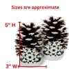 Lighted Pine Cone Christmas Decor Set of 2, Real Pinecones in White Metal Snowflake Holders, Snow Brushed Flameless LED Candle Decorations for Table, Mantel, Shelf, Holiday Centerpiece, 5.5" H view 4