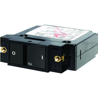 Blue Sea Single Pole Small Case 2" Flat Rocker Circuit Breaker (15 Amp)