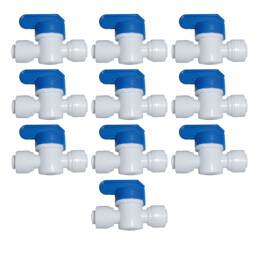YZM 1/4" OD Tube Quick Connect Equal Diameter Shut Off Valve Switch Reverse Osmosis System Water Purifier Fitting,10 Pcs