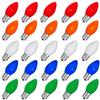 Couah Christmas Light Bulbs C7 Multi-Color Replacement Bulbs25 Pack C7 Ceramic Outdoor String Light Replacement Bulbs, C7/E12 Candelabra Base, 5 Watt view 1
