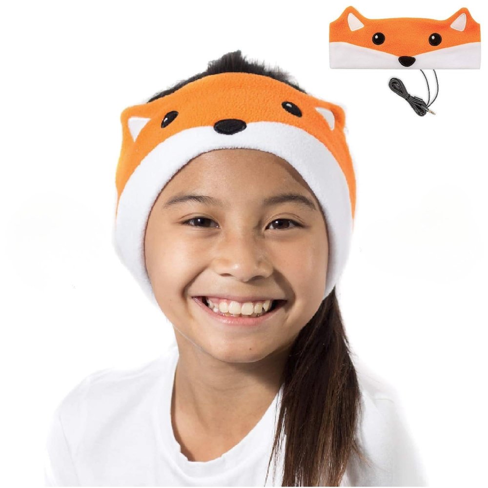CozyPhones Over The Ear Headband Headphones - Kids Headphones Volume Limited with Thin Speakers & Super Soft Fleece Headband - Fox