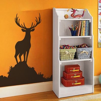 MairGwall Buck Wall Decal Animal Wall Sticker Vinyl Deer Wall Decal Wildlife Hunting Decor Men's Room Art Decoration Medium,Black)
