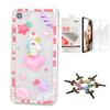 STENES Bling Case Compatible with iPhone 7 Plus/iPhone 8 Plus - Stylish - 3D Handmade [Sparkle Series] Unicorn Heart Star Design Cover with Screen Protector [2 Pack] - Pink view 1