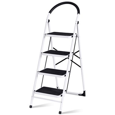 Giantex 4 Step Ladder, Folding Step Stool with Anti-Slip Pedal Platform, Metal Frame, Rubber Hand Grip, 330Lbs Capacity Portable Multipurpose Ladder for Home Kitchen