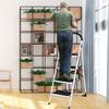Giantex 4 Step Ladder, Folding Step Stool with Anti-Slip Pedal Platform, Metal Frame, Rubber Hand Grip, 330Lbs Capacity Portable Multipurpose Ladder for Home Kitchen view 2