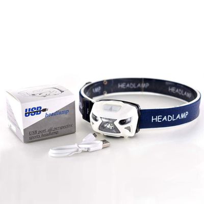 XUNATA Head Lamps, 3 Modes USB Rechargeable Headlamp Flashlight, Great for Camping, Hiking, Dog Walking, Kids, Water and Shock Resistant, Adjustable, Batteries Included(White+Blue)