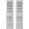 Builders Edge 12 in. W x 66 in. H, Custom Cathedral Top Center Mullion, Open Louver Shutters, Includes Matching Installation Spikes (Per Pair), 001 - White view 1