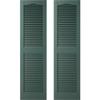 Builders Edge 12 in. W x 59 in. H, Custom Cathedral Top Center Mullion, Open Louver Shutters, Includes Matching Installation Spikes (Per Pair), 028 - Forest Green view 1