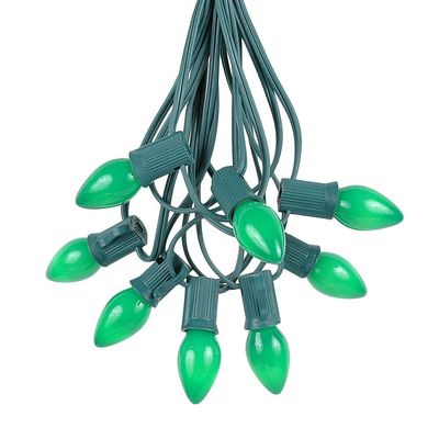 Novelty Lights C7 Green Ceramic Christmas Lights Set, 25 Foot String