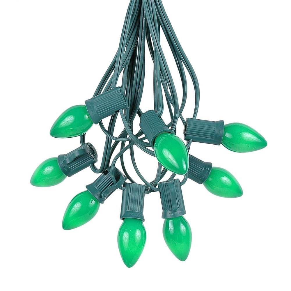 Novelty Lights C7 Green Ceramic Christmas Lights Set, 25 Foot String
