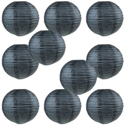 WYZworks - Round Paper Lanterns 10 Pack (Black, 14") - Hanging Paper Lanterns Lamp for Wedding, Birthday, Party, Halloween and Home Decorations with 8", 10", 12", 14", 16" option