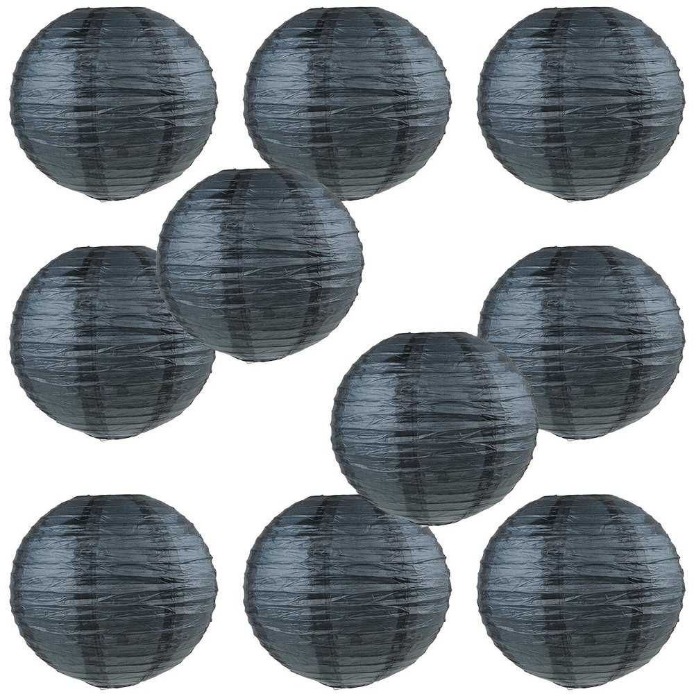 WYZworks - Round Paper Lanterns 10 Pack (Black, 14") - Hanging Paper Lanterns Lamp for Wedding, Birthday, Party, Halloween and Home Decorations with 8", 10", 12", 14", 16" option