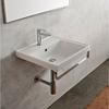 Scarabeo 3004-TB-Three Hole ML Square Wall Mounted Ceramic Sink with Polished Chrome Towel Bar, White view 1