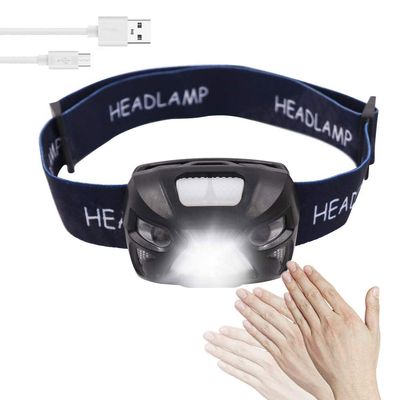 XUNATA Head Lamps, 3 Modes USB Rechargeable Headlamp Flashlight, Great for Camping, Hiking, Dog Walking, Kids, Water and Shock Resistant, Adjustable, Batteries Included(Black+Blue)