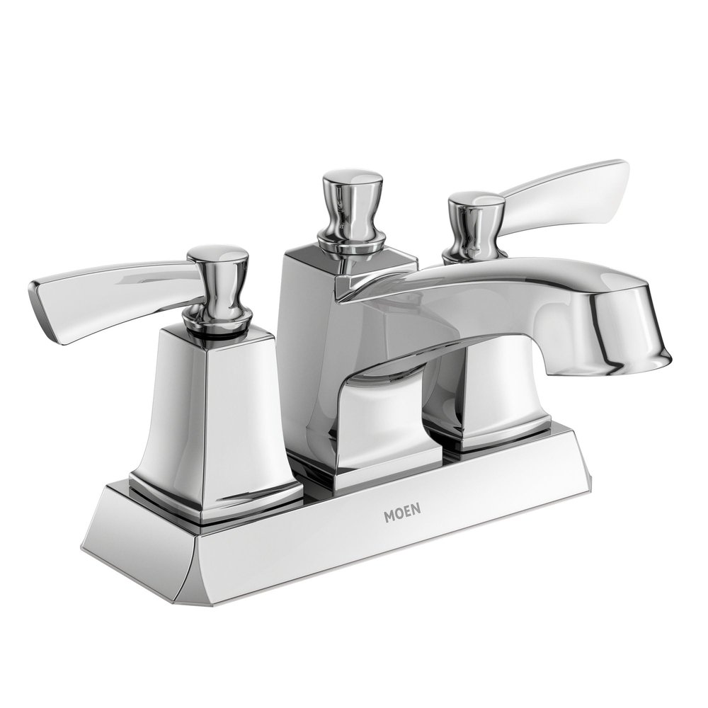Moen Conway Two-Handle Centerset Bathroom Faucet with Drain Assembly, Chrome, WS84922